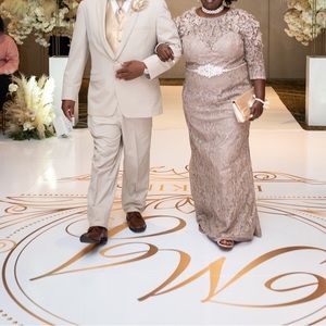 Mac Duggal embellished shoulder dress